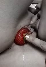 bw fruit food strawberry pussy lick play hot