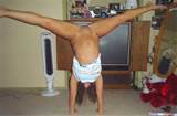 Cheerleader shows off her handstand with her pussy bare