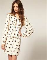 asos pussybow shirt dress in galloping horse print