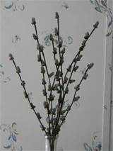 French beaded flowers pussy willow branches 3 branches dark gray