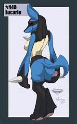 digitigrade female horn looking_at_viewer looking_back lucario ...