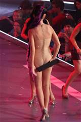 Katy Perry in a nude bodysuit accepting an Award at Much Music Awards ...
