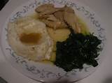 Roasted Chicken Mashed Cauliflower Gravy Spinach