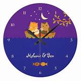 Owl & Pussycat (Purple) Clock