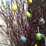 Pussy willows with easter eggs
