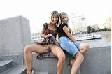 Two russian blonde teens shows pussy at public places. 3 photos