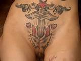 clit piercing , pussy , tattoed pussy , tattoo , titsocean