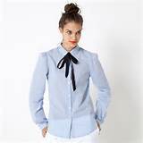 image Striped Pussy Bow Shirt MADEMOISELLE R