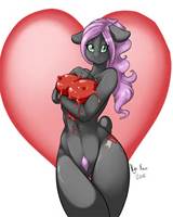 ... paint pubic_hair purple_hair pussy sheep solo standing valentine's_day