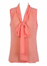 Coral Pussy Bow Sleeveless Blouse | Glamorous Blouse | Pussy Bow ...